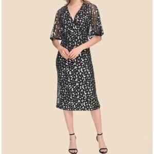 NWT Kensie Women's Sequins V-Neck Midi Dress Casual Dress sz 2